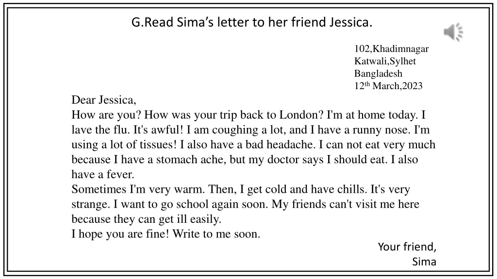 g read sima s letter to her friend jessica