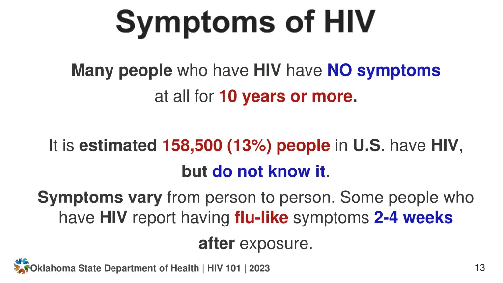 symptoms of hiv