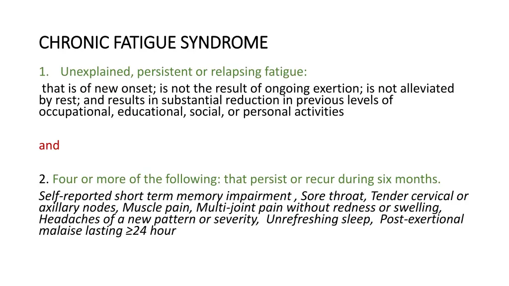 chronic fatigue syndrome chronic fatigue syndrome