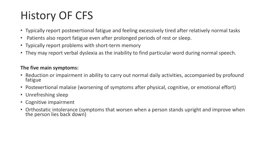 history of cfs