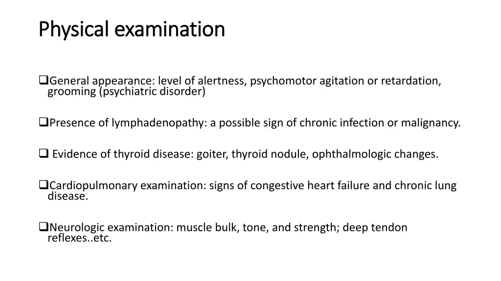 physical examination physical examination