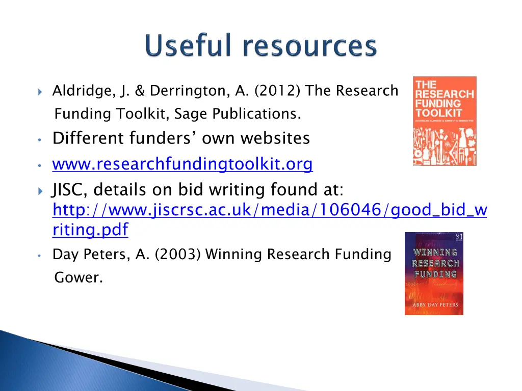 aldridge j derrington a 2012 the research funding