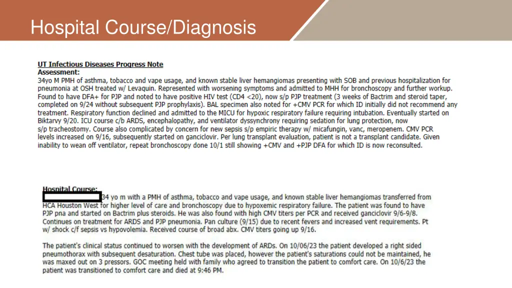 hospital course diagnosis