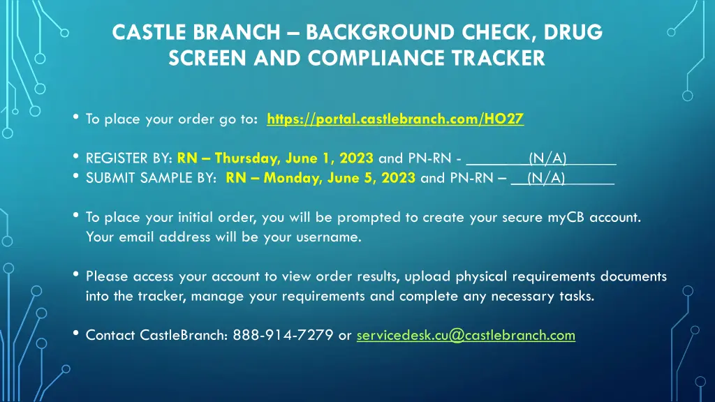 castle branch background check drug screen