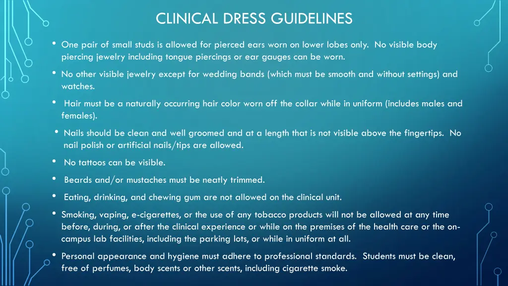 clinical dress guidelines