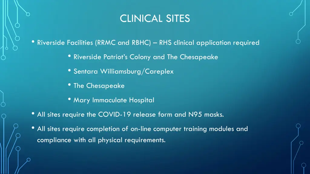 clinical sites