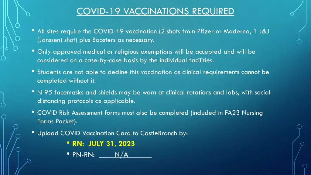 covid 19 vaccinations required