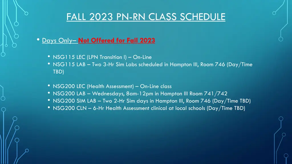 fall 2023 pn rn class schedule