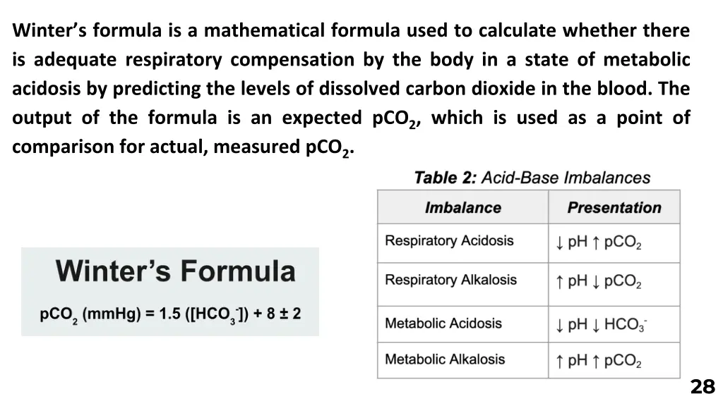 winter s formula is a mathematical formula used