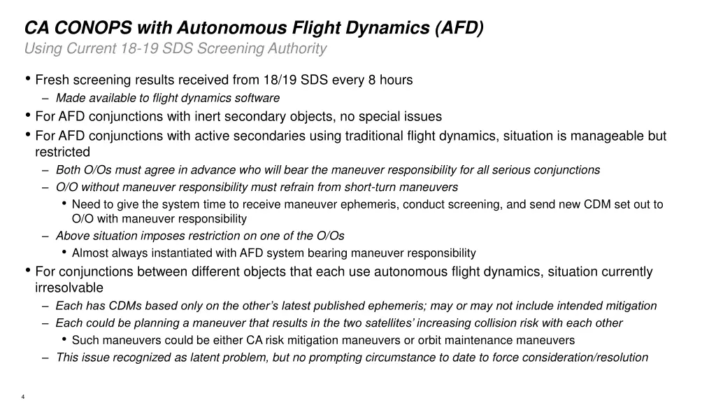 ca conops with autonomous flight dynamics