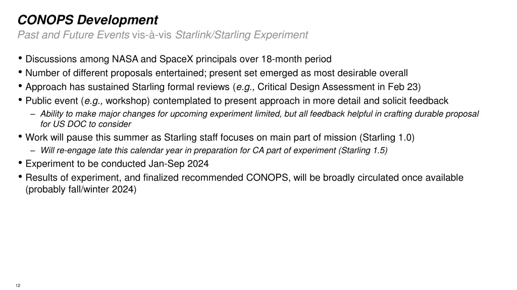 conops development past and future events