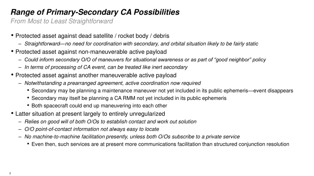 range of primary secondary ca possibilities from