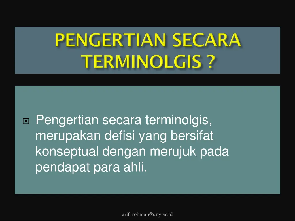 pengertian secara terminolgis merupakan defisi