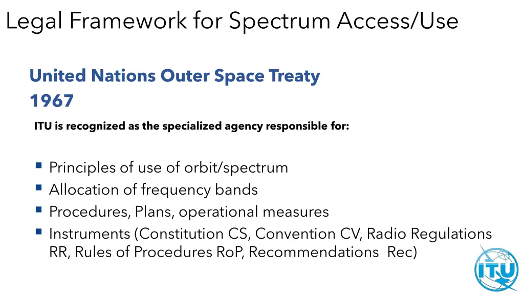 legal framework for spectrum access use