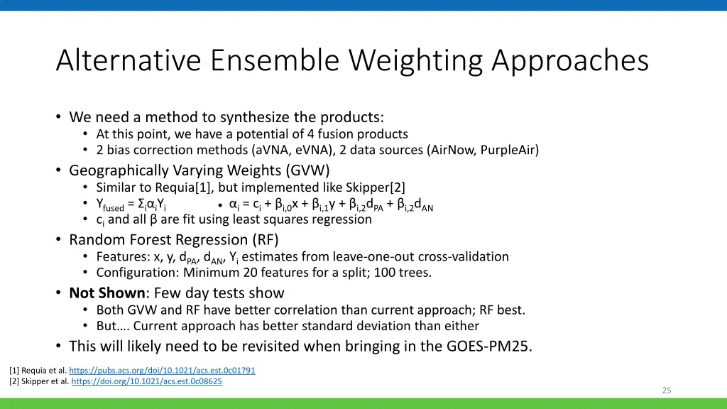 alternative ensemble weighting approaches