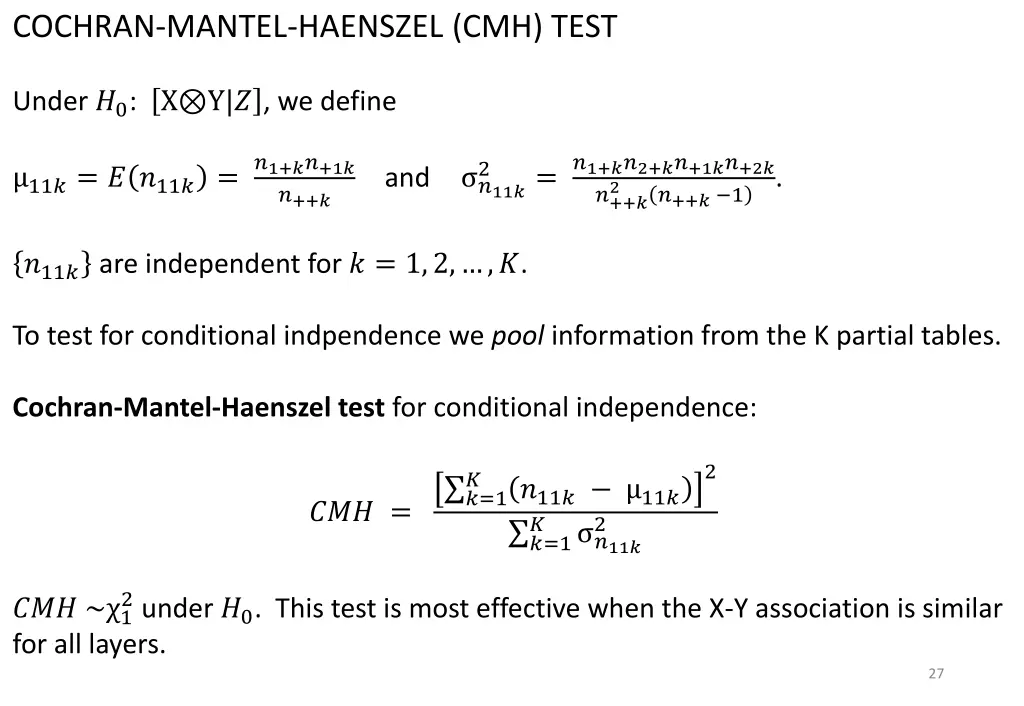 cochran mantel haenszel cmh test