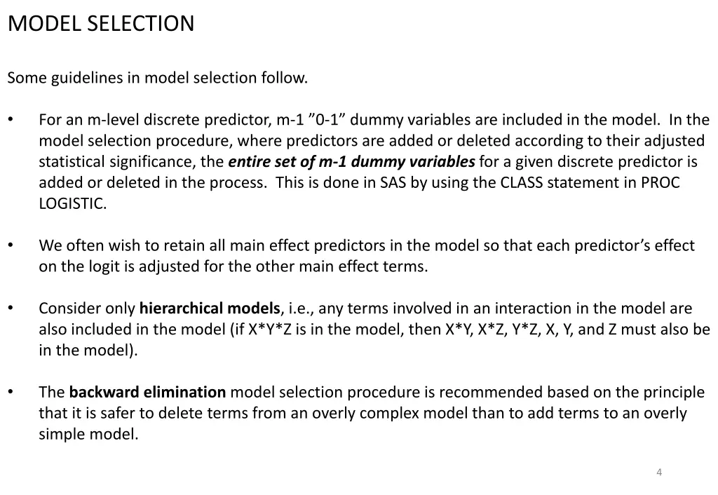 model selection