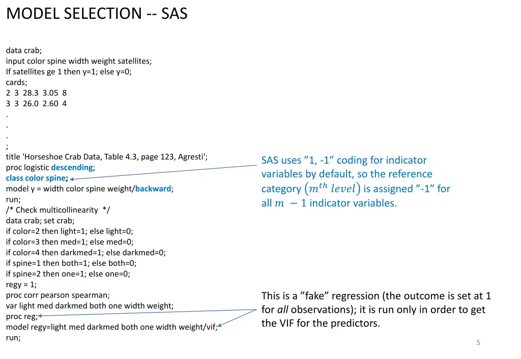 model selection sas