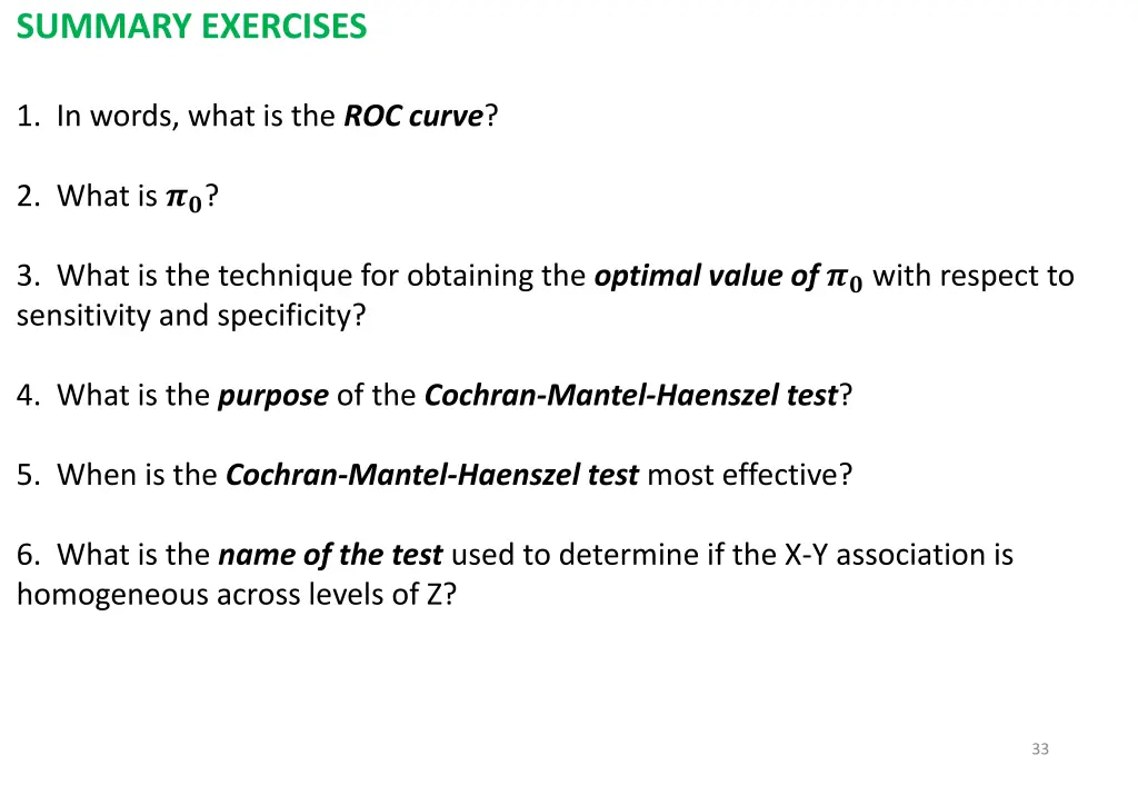 summary exercises