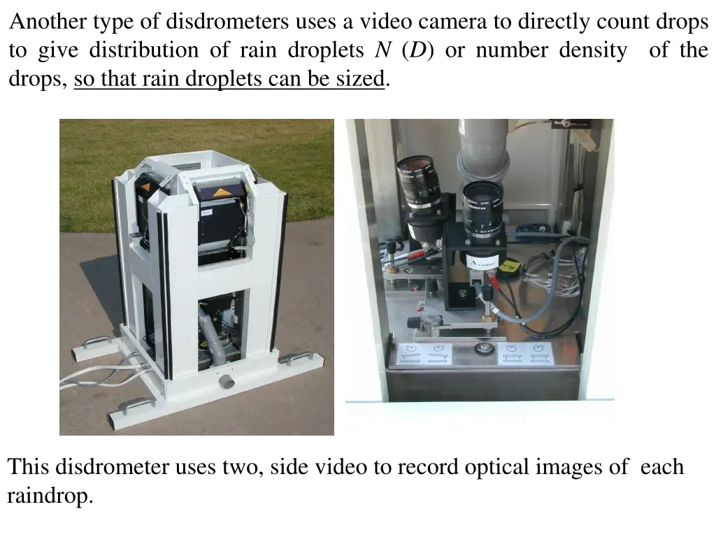 another type of disdrometers uses a video camera