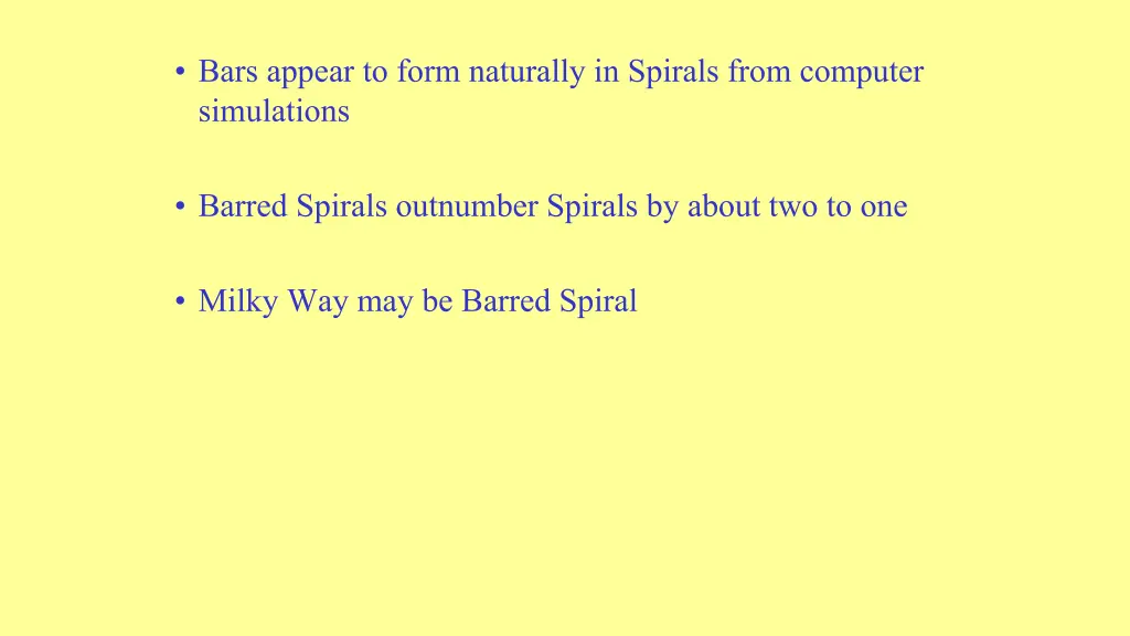 bars appear to form naturally in spirals from