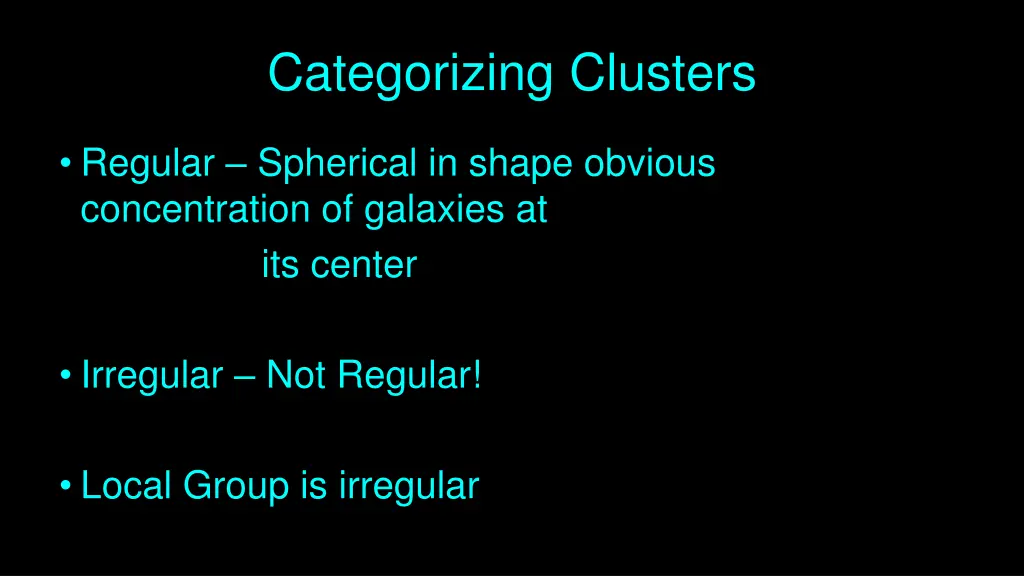 categorizing clusters