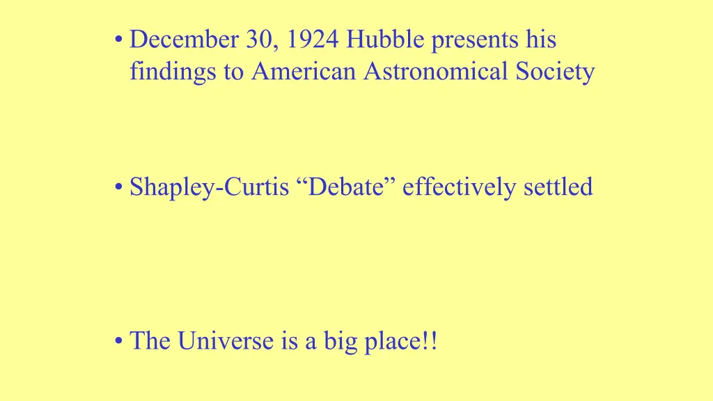 december 30 1924 hubble presents his findings