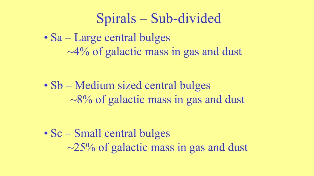 spirals sub divided sa large central bulges