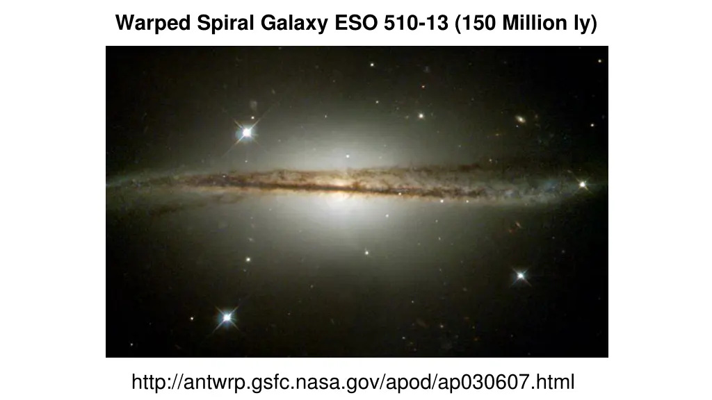 warped spiral galaxy eso 510 13 150 million ly