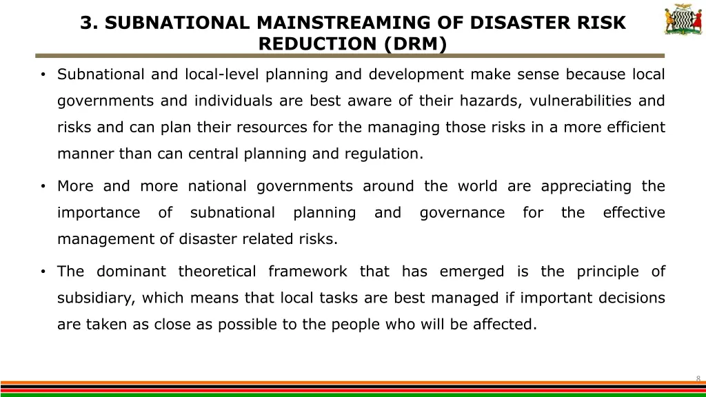 3 subnational mainstreaming of disaster risk