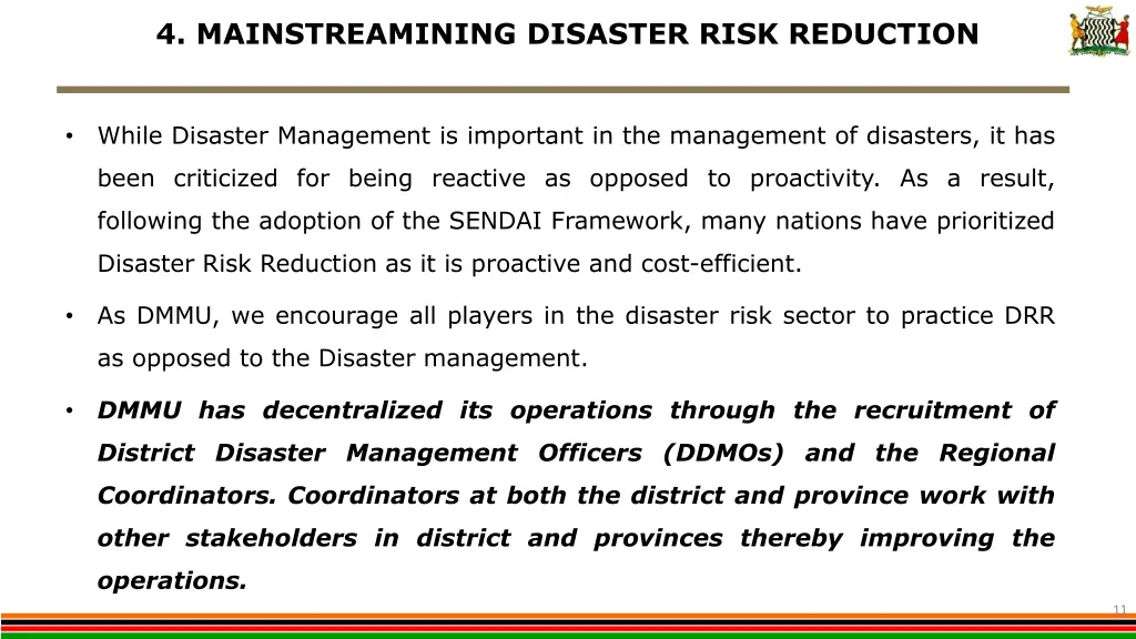 4 mainstreamining disaster risk reduction