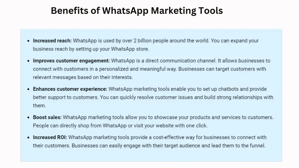 benefits of whatsapp marketing tools