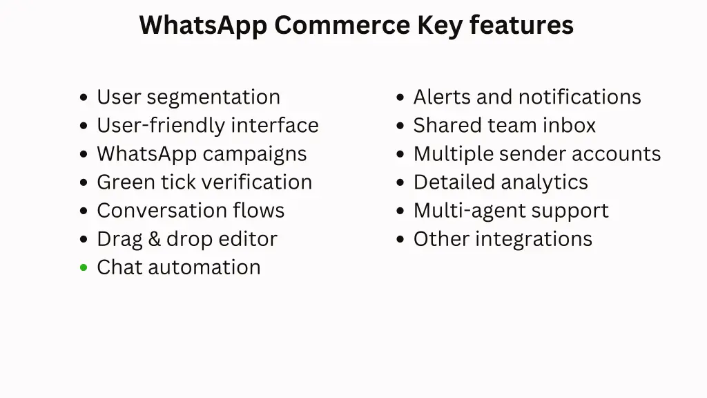 whatsapp commerce key features