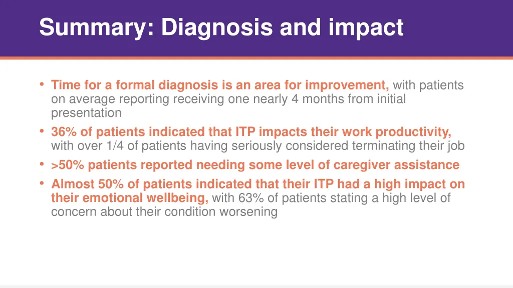 summary diagnosis and impact