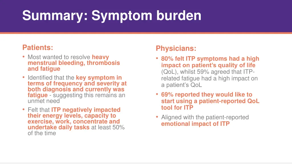 summary symptom burden