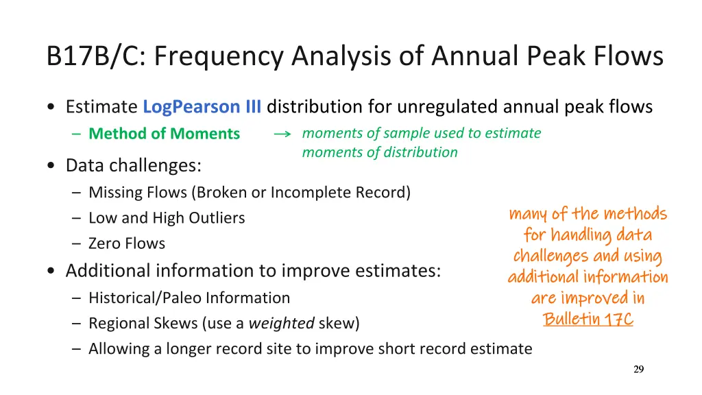 b17b c frequency analysis of annual peak flows