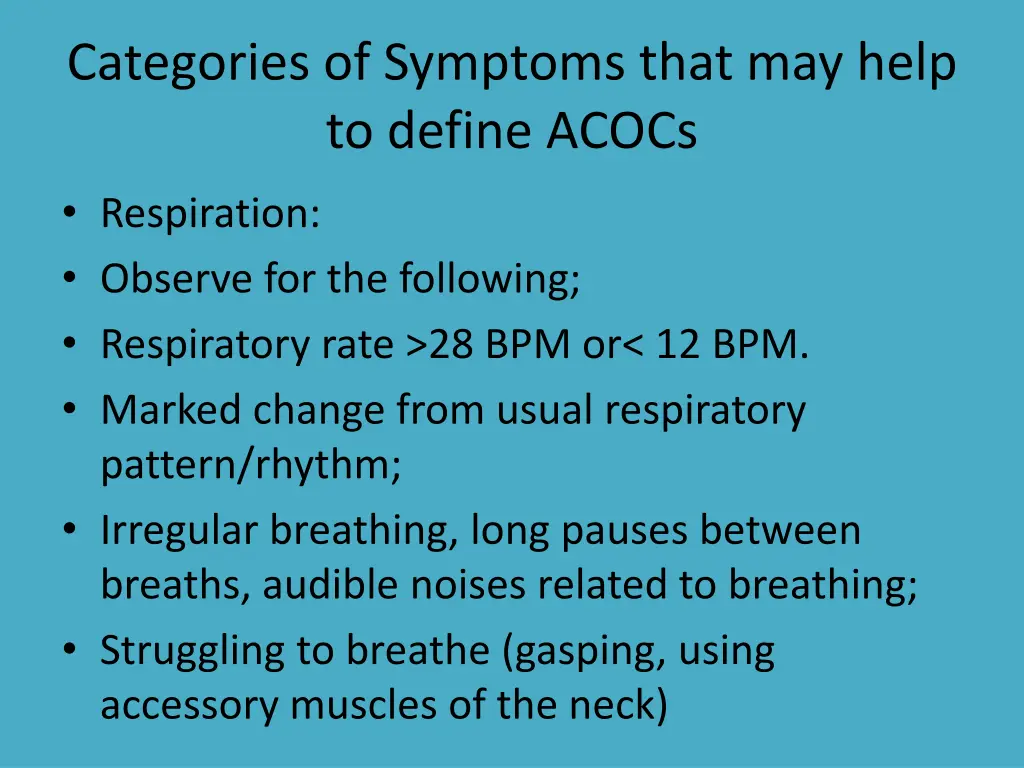 categories of symptoms that may help to define
