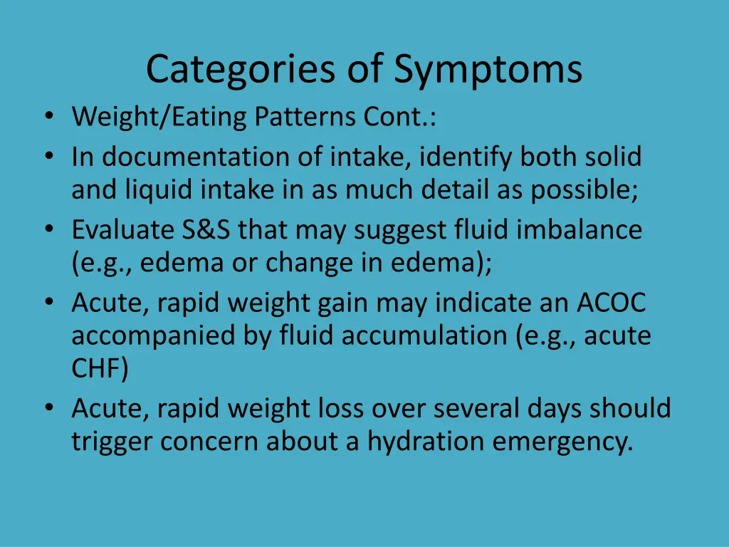 categories of symptoms weight eating patterns 1