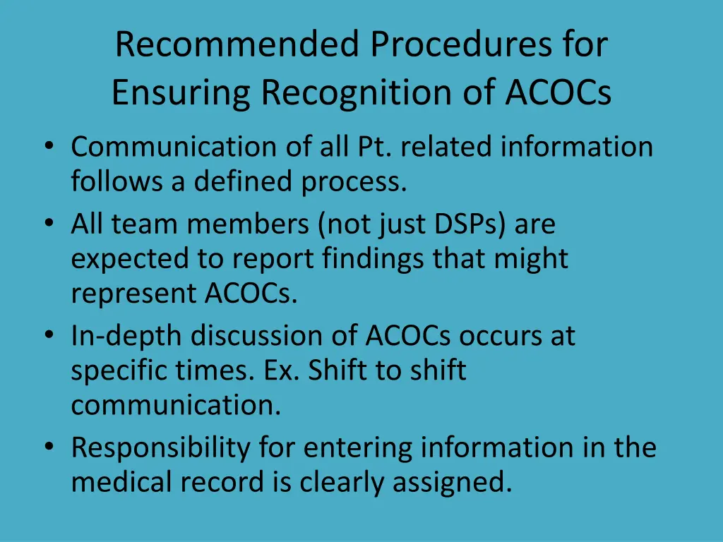 recommended procedures for ensuring recognition