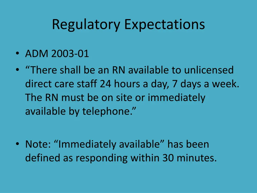 regulatory expectations 1