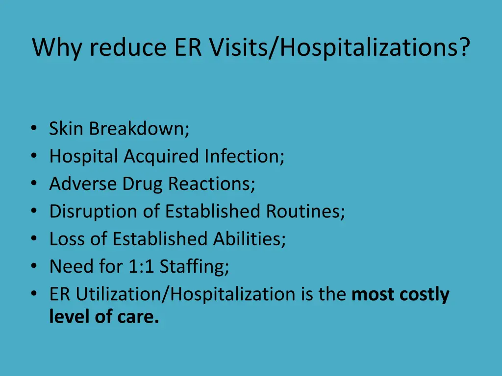 why reduce er visits hospitalizations 1