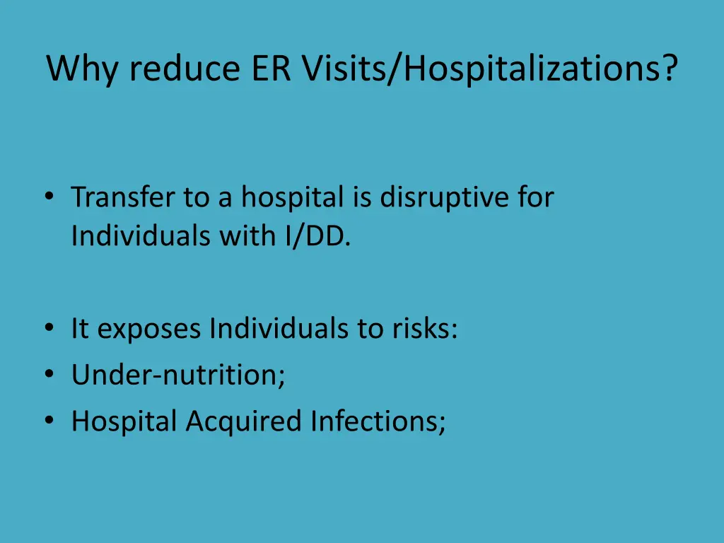 why reduce er visits hospitalizations