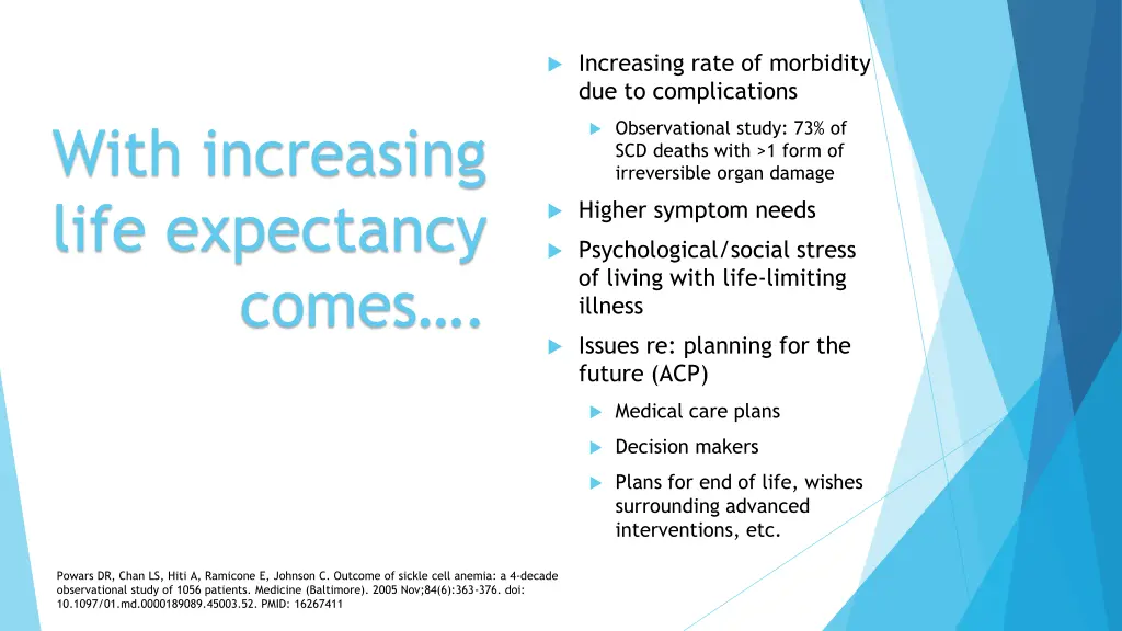 increasing rate of morbidity due to complications