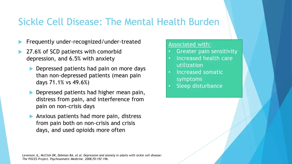 sickle cell disease the mental health burden