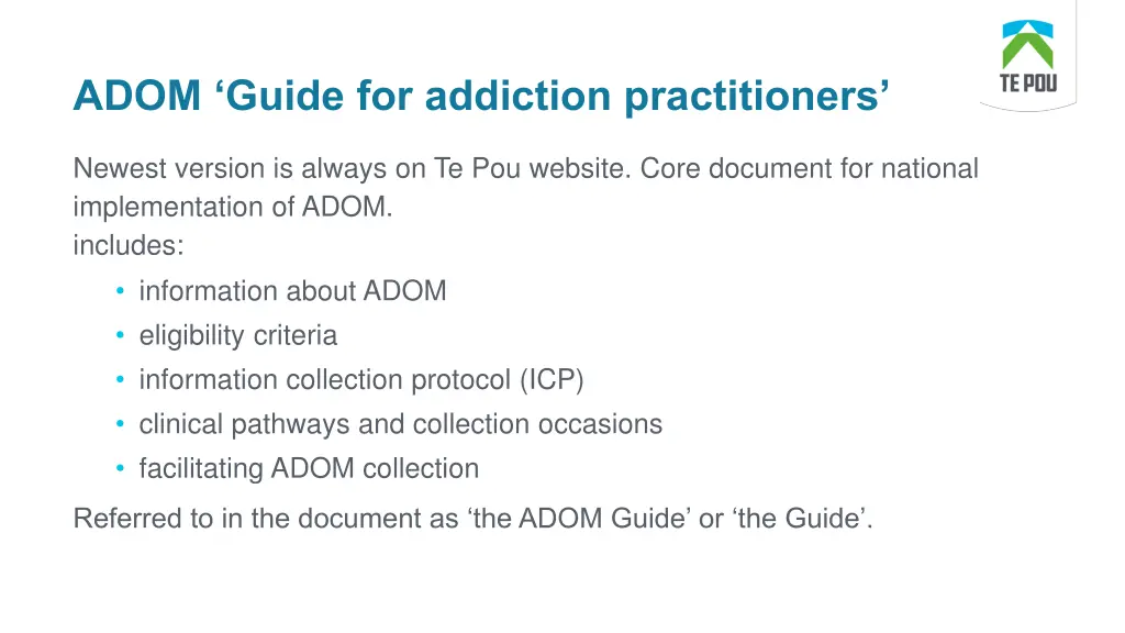 adom guide for addiction practitioners