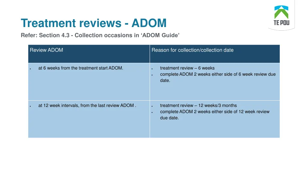 treatment reviews adom refer section