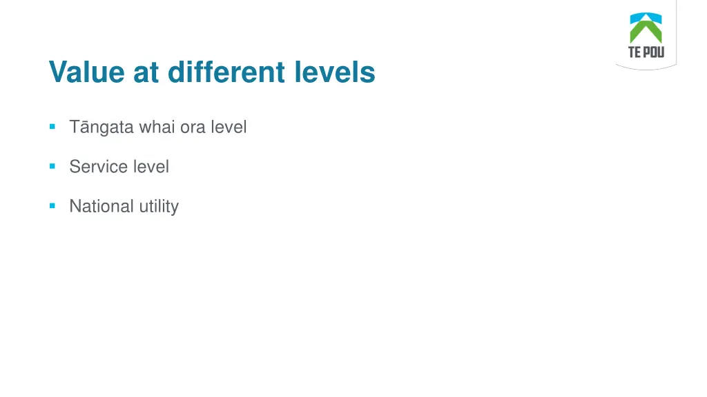 value at different levels