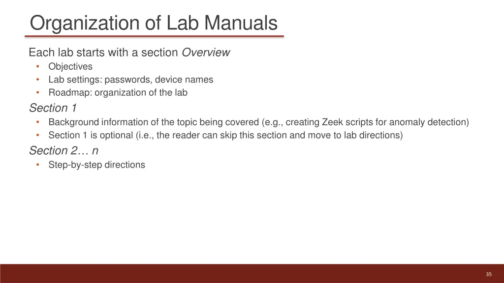 organization of lab manuals 2
