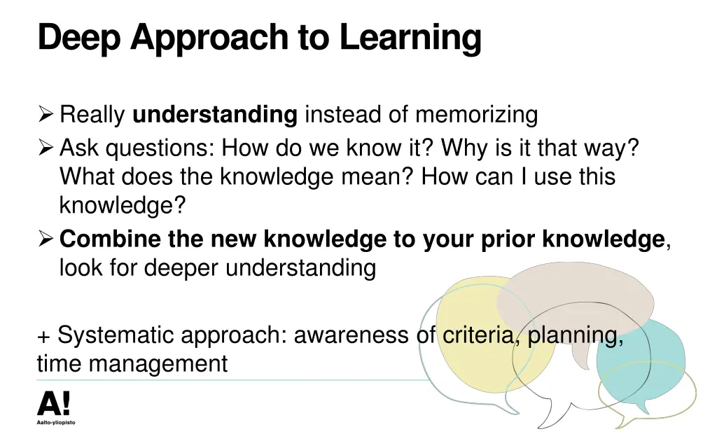 deep approach to learning