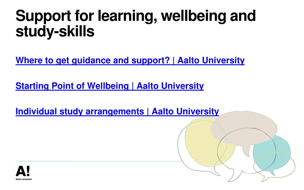 support for learning wellbeing and study skills